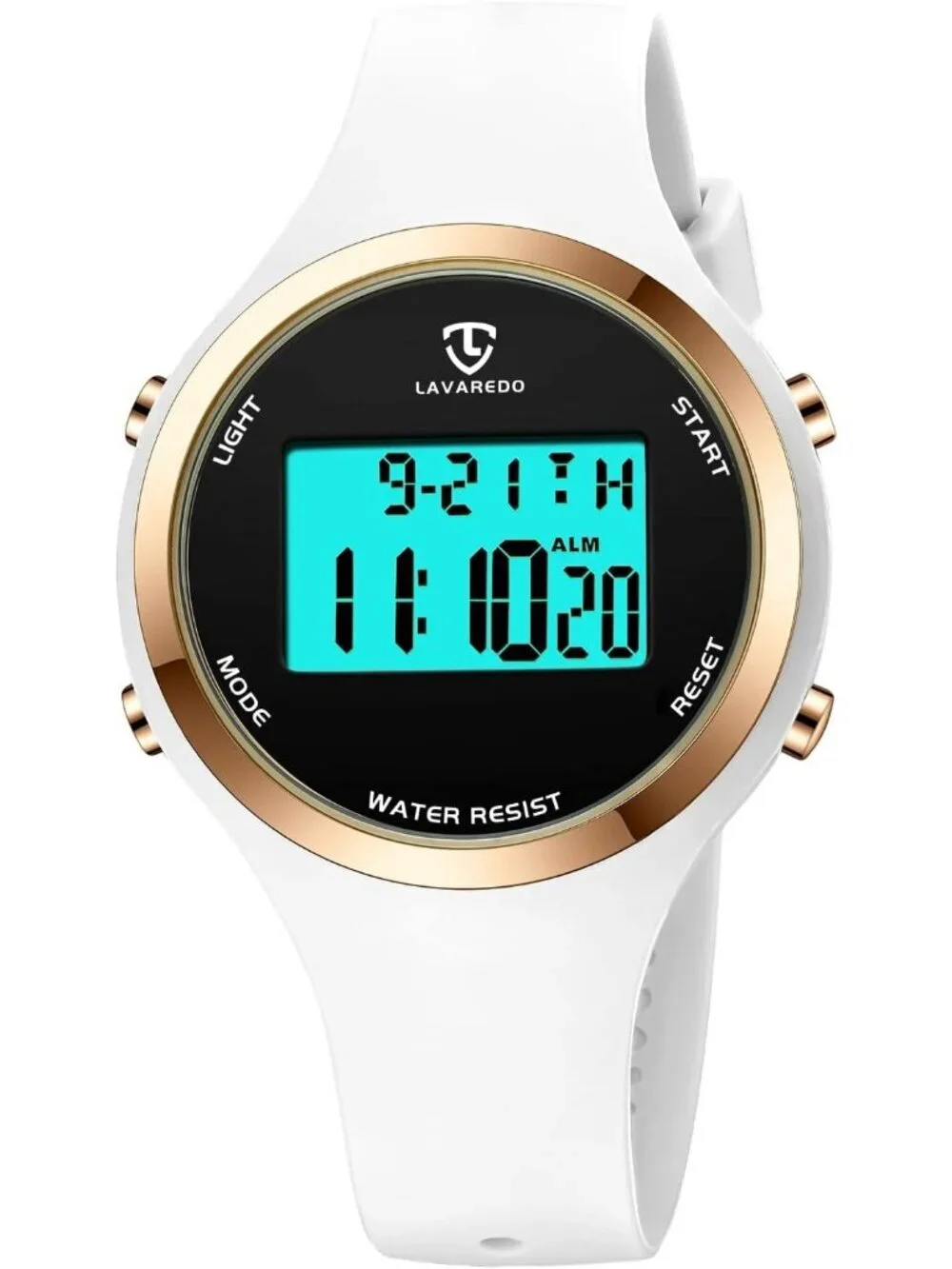 Women's White Quartz Chronograph Waterproof Outdoor Sport Alarm Digital Watch